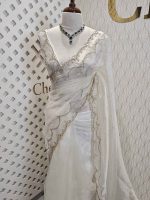 Organza with stone and  diamond scalp with temple arch border - Image 14