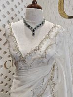 Organza with stone and  diamond scalp with temple arch border - Image 15