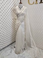 Organza with stone and  diamond scalp with temple arch border - Image 16