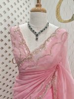 Organza with stone and  diamond scalp with temple arch border - Image 18