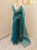Organza with stone and  diamond scalp with temple arch border - Image 35