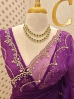 Organza with stone and  diamond scalp with temple arch border - Image 42