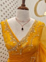 Organza with stone and  diamond scalp with temple arch border - Image 44
