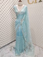 Organza with twisted thread work with cut beads and sequence - Image 22