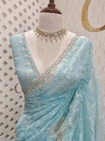 Organza with twisted thread work with cut beads and sequence - Image 21