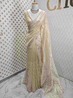 Organza with twisted thread work with cut beads and sequence - Image 25