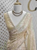 Organza with twisted thread work with cut beads and sequence - Image 23