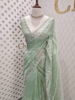 Organza with twisted thread work with cut beads and sequence - Image 17