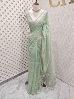 Organza with twisted thread work with cut beads and sequence - Image 19