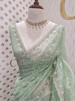 Organza with twisted thread work with cut beads and sequence - Image 18