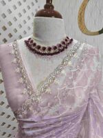 Organza with twisted thread work with cut beads and sequence - Image 27