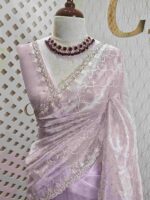 Organza with twisted thread work with cut beads and sequence - Image 26