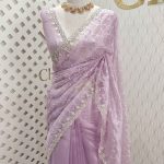 Organza with twisted thread work with cut beads and sequence