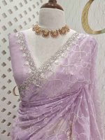 Organza with twisted thread work with cut beads and sequence - Image 3