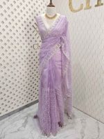 Organza with twisted thread work with cut beads and sequence - Image 7