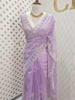 Organza with twisted thread work with cut beads and sequence - Image 5