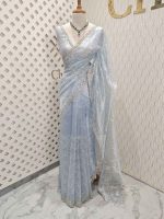 Organza with twisted thread work with cut beads and sequence - Image 13
