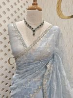 Organza with twisted thread work with cut beads and sequence - Image 12