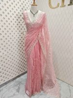 Organza with twisted thread work with cut beads and sequence - Image 10