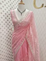 Organza with twisted thread work with cut beads and sequence - Image 8