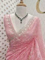 Organza with twisted thread work with cut beads and sequence - Image 9