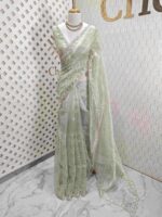 Organza with twisted thread work with cut beads and sequence - Image 34