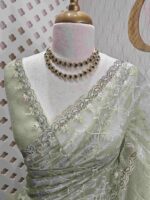Organza with twisted thread work with cut beads and sequence - Image 33