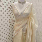 Organza with floral sequence and peal work border
