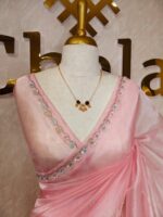 Organza with floral sequence and peal work border - Image 21