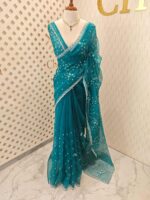 Organza with hanging sequance scalp border - Image 41