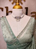 Organza with hanging sequance scalp border - Image 62