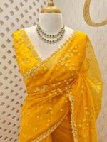 Organza with hanging sequance scalp border - Image 49