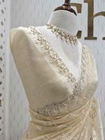 Organza with climber plant thread work with cut beads and stone - Image 2