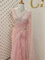 Organza with climber plant thread work with cut beads and stone - Image 15