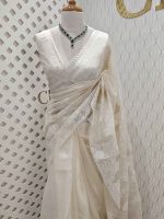 Organza with rose flower applique work - Image 5