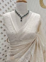 Organza with rose flower applique work - Image 6