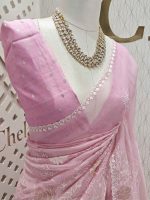 Organza with rose flower applique work - Image 2