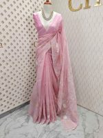 Organza with rose flower applique work - Image 4