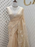 Organza with rose flower applique work - Image 8