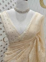 Organza with rose flower applique work - Image 9