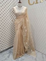Organza with rose flower applique work - Image 10