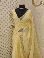 Organza with rose flower applique work - Image 13