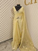 Organza with rose flower applique work - Image 12