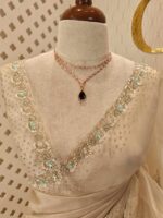 Organza with spiral beads and peal flower border - Image 45