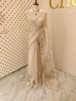 Organza with spiral beads and peal flower border - Image 46
