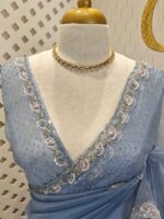 Organza with spiral beads and peal flower border - Image 21