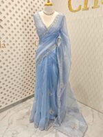 Organza with spiral beads and peal flower border - Image 22