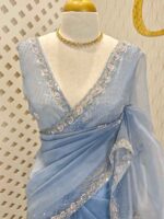 Organza with spiral beads and peal flower border - Image 20