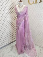 Organza with spiral beads and peal flower border - Image 7