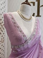Organza with spiral beads and peal flower border - Image 5